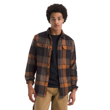 The North Face M's Arroyo Flannel Shirt—Plaid in Burnt Umber Plaid, front view on model 