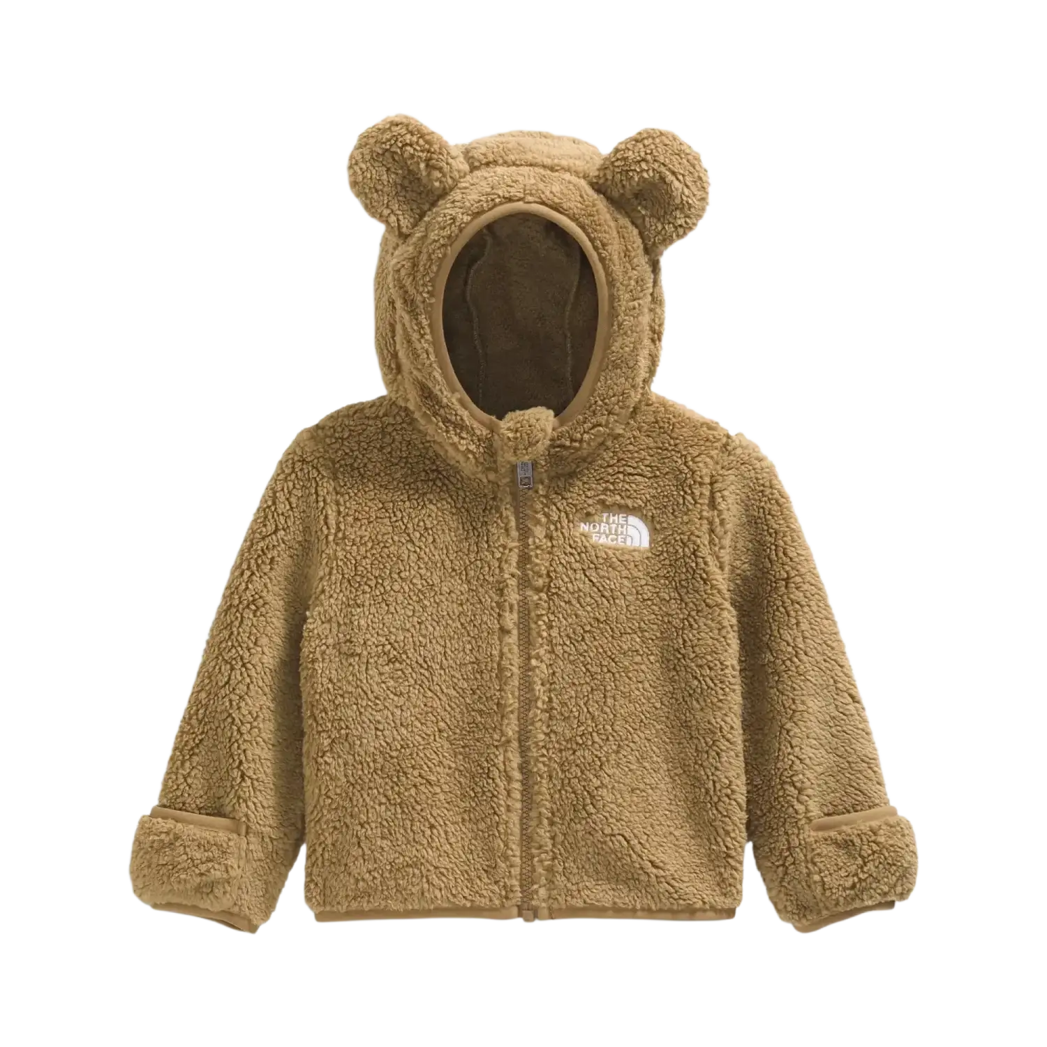 The North Face Baby Campshire Full-Zip Hoodie in Teddy Brown, front view flat