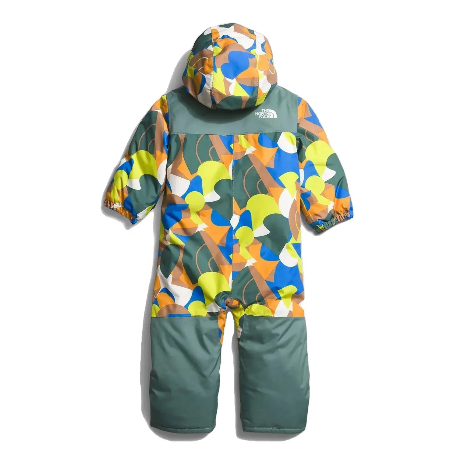 The North Face Baby Freedom Snowsuit shown in Almond Butter Big Abstract Print. Back view.