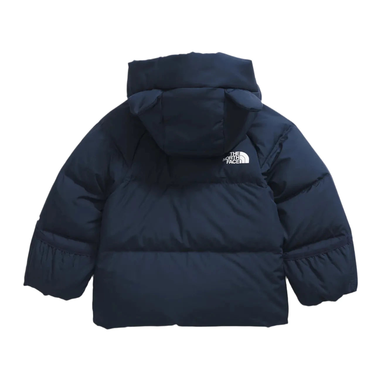 the north face baby north down fleece lined jacket in summit navy back flat view