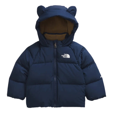 the north face baby north down fleece lined jacket in summit navy front flat view