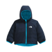 The North Face Baby Reversible Perrito Hooded Jacket in Meridian Blue, front inside view flat