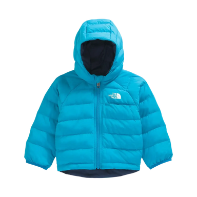 The North Face Baby Reversible Perrito Hooded Jacket in Meridian Blue, front view flat 