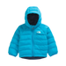 The North Face Baby Reversible Perrito Hooded Jacket in Meridian Blue, front view flat 