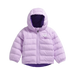 The North Face Baby Reversible Perrito Hooded Jacket in Lite Lilac, front view flat
