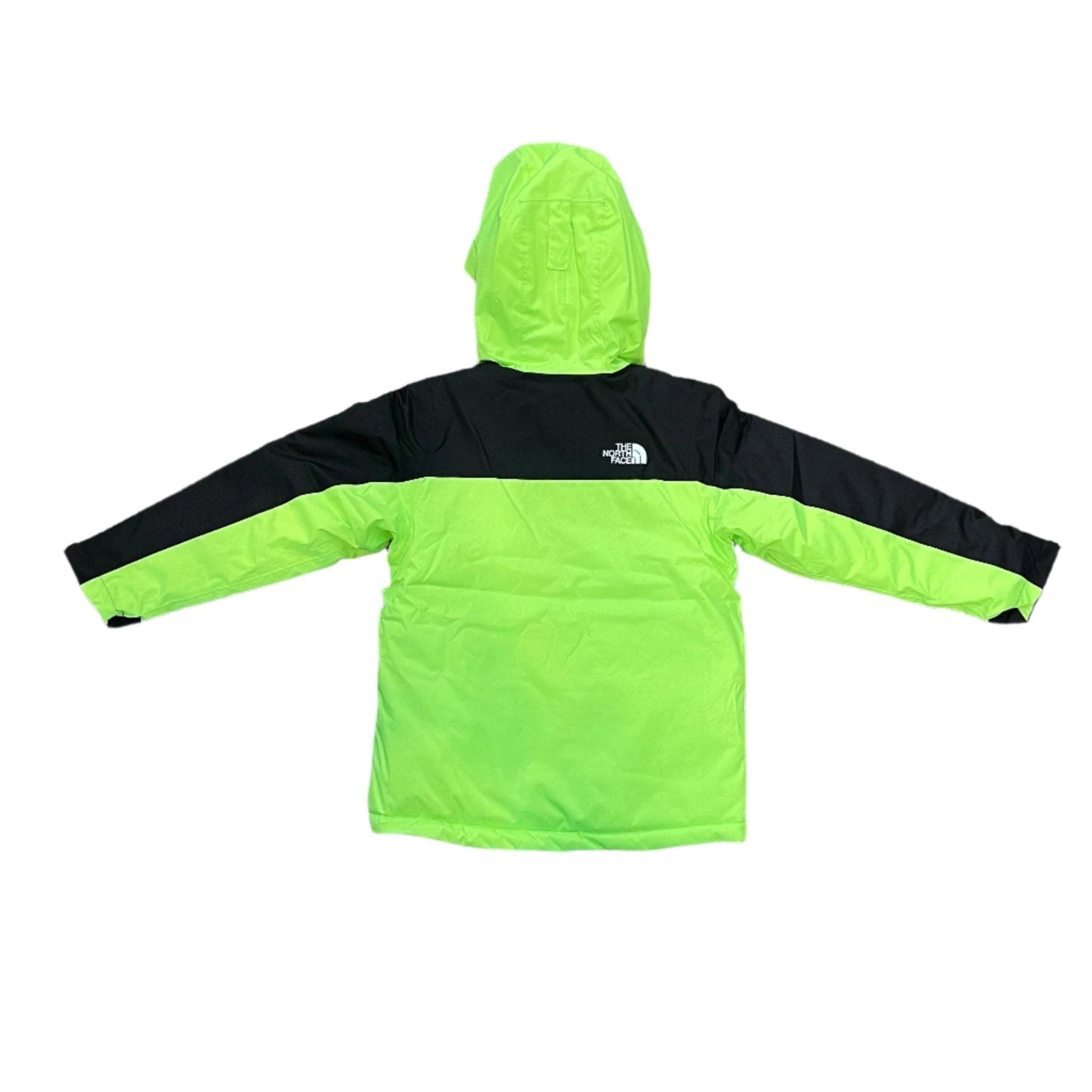 the north face boys freedom insulated jacket in safety green back flat view