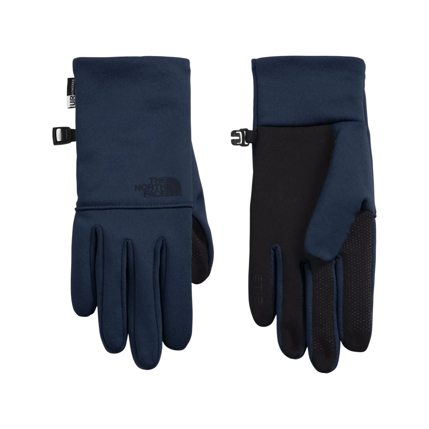 The North Face Etip™ Recycled Gloves in Summit Navy, front and back view flat