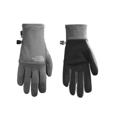 The North Face Etip™ Recycled Gloves in TNF Medium Grey, front and back view flat