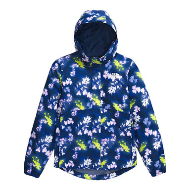 The North Face Girls' Antora Rain Jacket in Estate Blue Florescent Floral Print, flat front