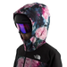 The North Face Girl's Freedom Insulated Jacket in pale blosson frozen flower print, on model hood up