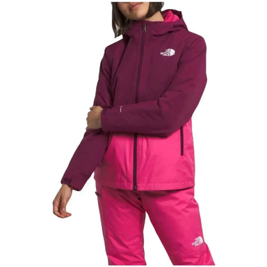 The North Face Girl’s Freedom Triclimate® shown in the Boysenberry color option. Front view on model.