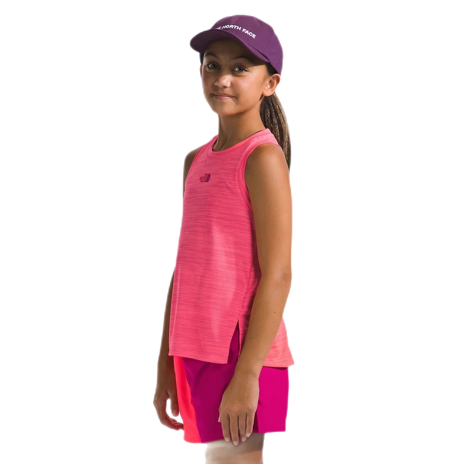 The North Face Girls' Never Stop Tank Radiant Poppy Model Side