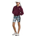 The North Face Girl's Suave Oso Hooded Full-Zip Jacket shown in Boysenberry color option on model. Front view.