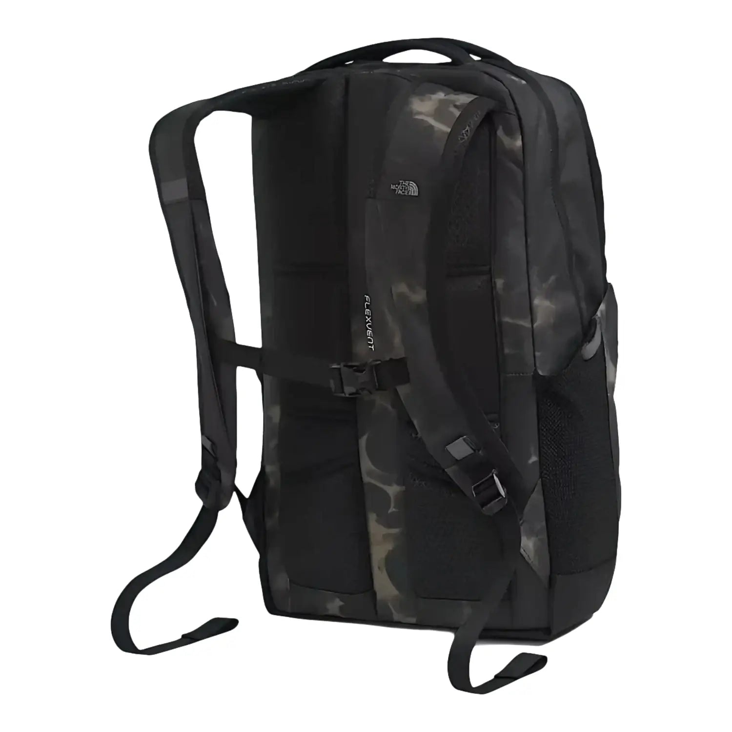 The North Face Jester Backpack in tnf black light refractions & tnf black, back angled view