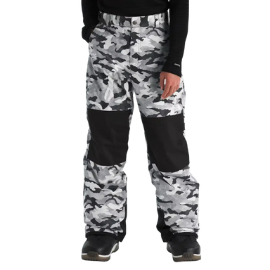 The North Face K's Freedom Insulated Pants in Smoked Pearl TNF Camo, front view on model