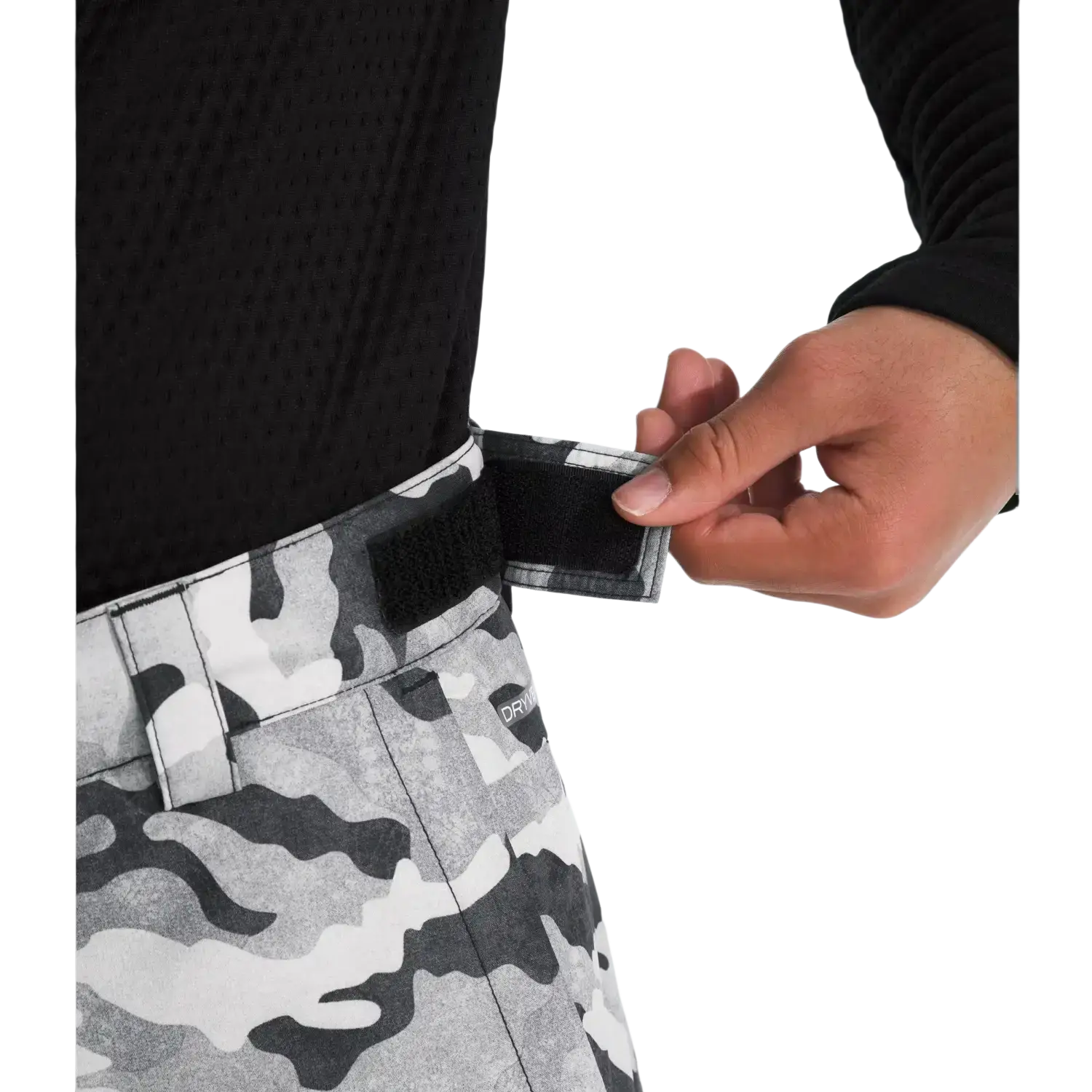 The North Face K's Freedom Insulated Pants in Smoked Pearl TNF Camo, view of waist