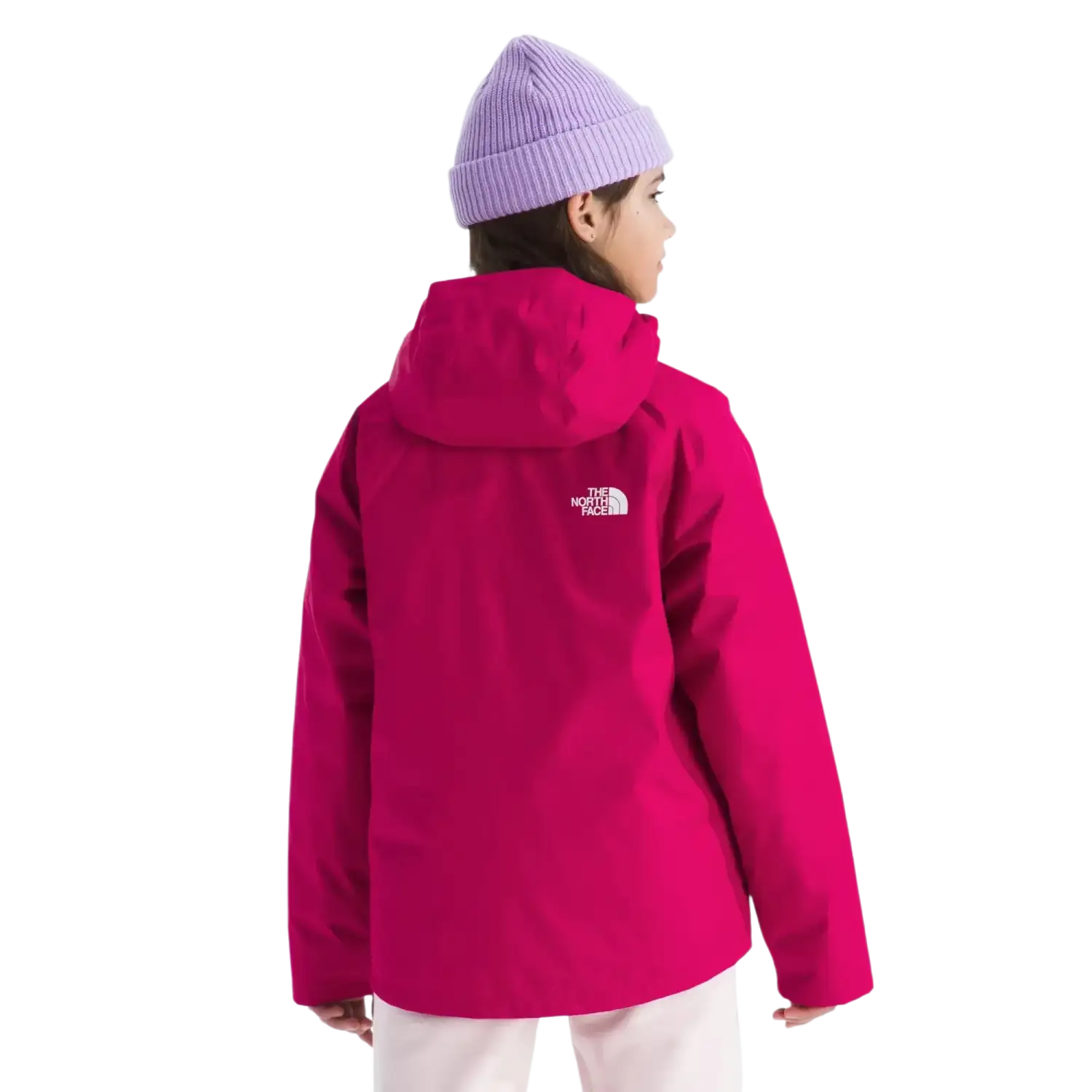 The North Face Kid's Perrito 4-N-1 Hooded Jacket in Lali Guran, back view on model 