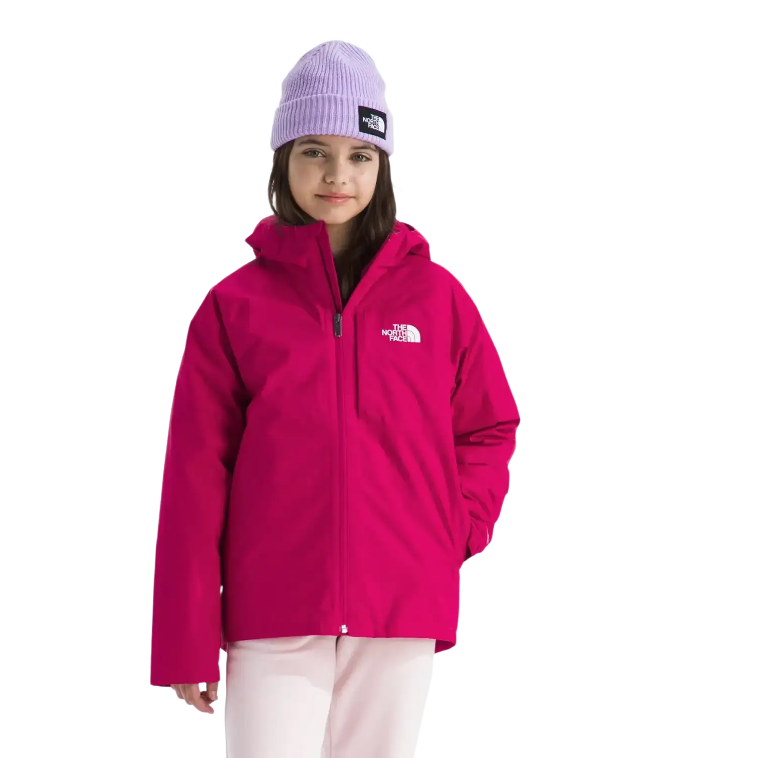 The North Face Kid's Perrito 4-N-1 Hooded Jacket in Lali Guran, front view on model 