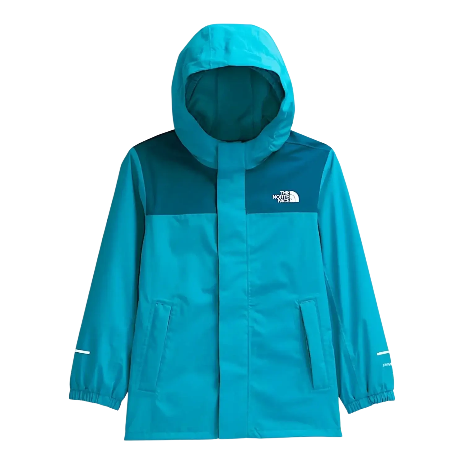 The North Face Kid's Antora Rain Jacket in meridian blue & dusk, front view