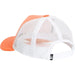 The North Face Kid's Foam Trucker Hat Dusty Coral Orange color. White mesh back with adjustable closure. Back View.