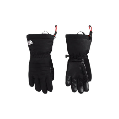 The North Face Kids’ Montana Ski Mitts shown in the Black color option. Front and back view.