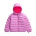 the north face kids reversible perrito hooded jacket in dragonfruit front flat view