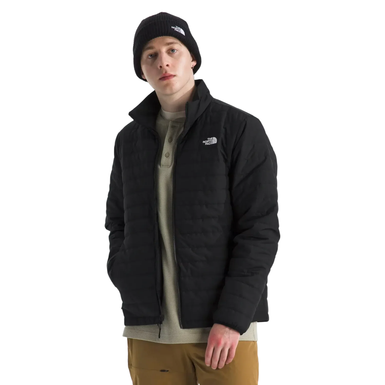 The North Face Men's Carto Mono Triclimate® Hooded Jacket in TNF Black, front view on model 