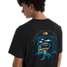 The North Face M's Evolution Tent Short-Sleeve Tee—Graphic in TNF Black, back view of graphic detail on model 