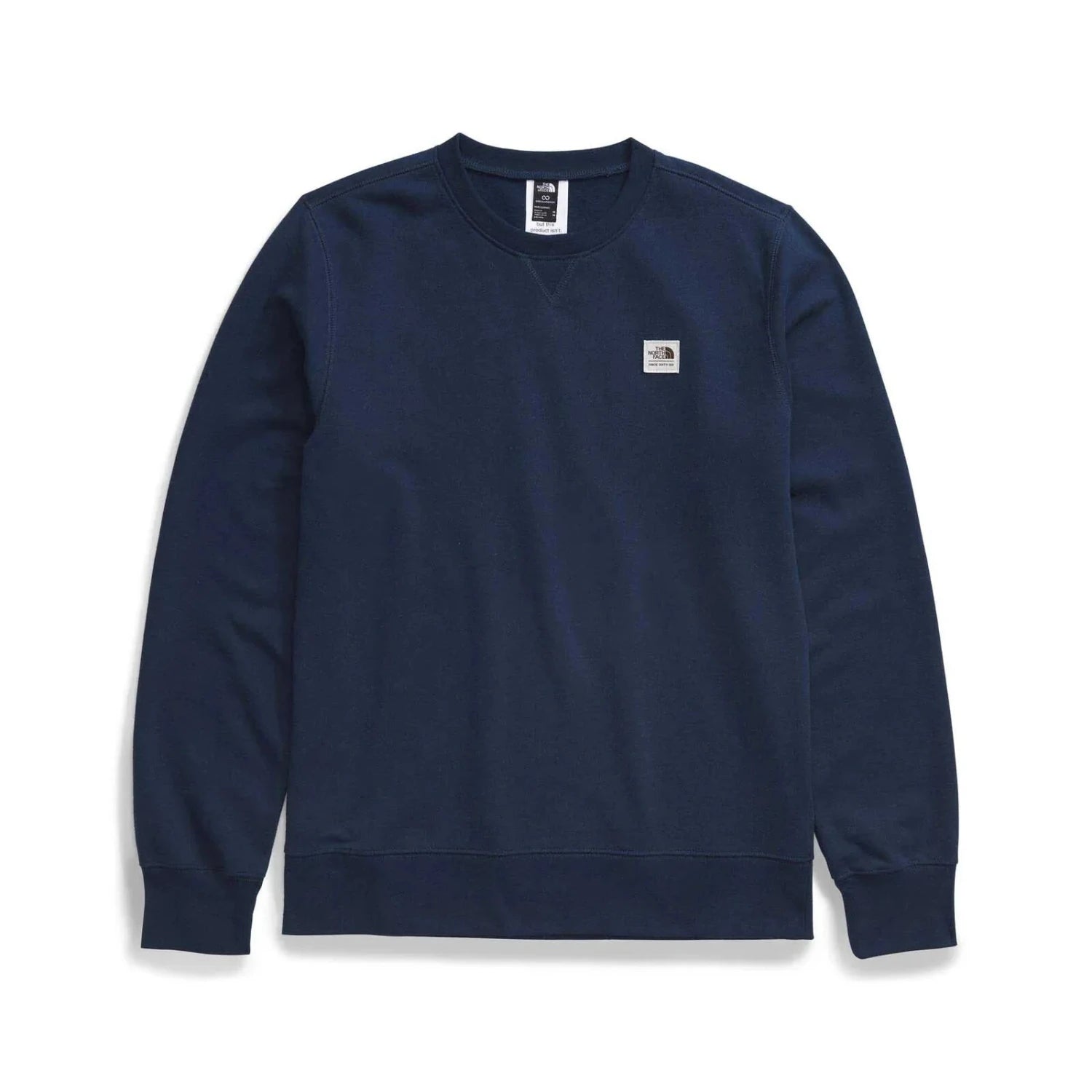 The North Face M's Heritage Patch Crew Sweatshirt, Summit Navy/TNF White, front view flat 