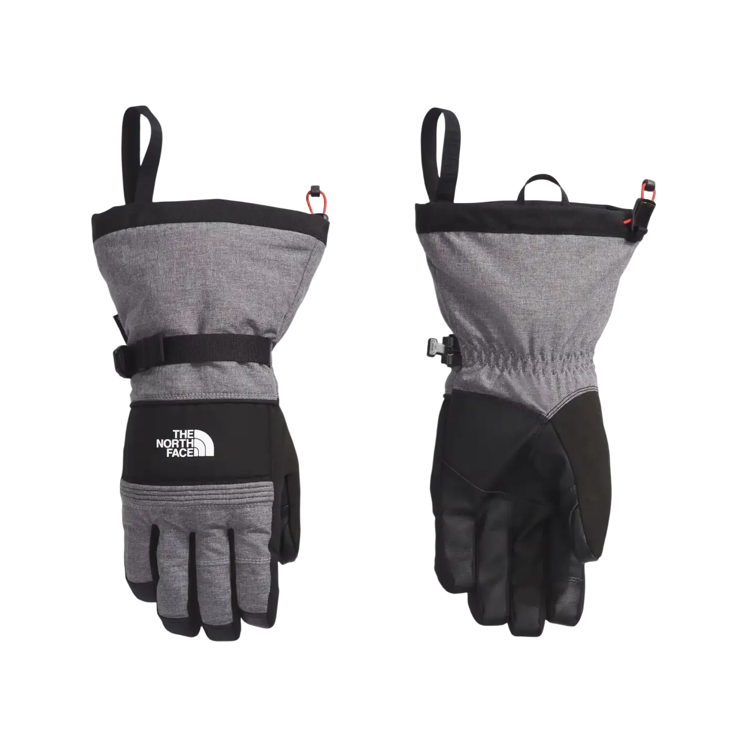 The North Face M's Montana Ski Glove in TNF Medium Grey Heather, front and back view flat
