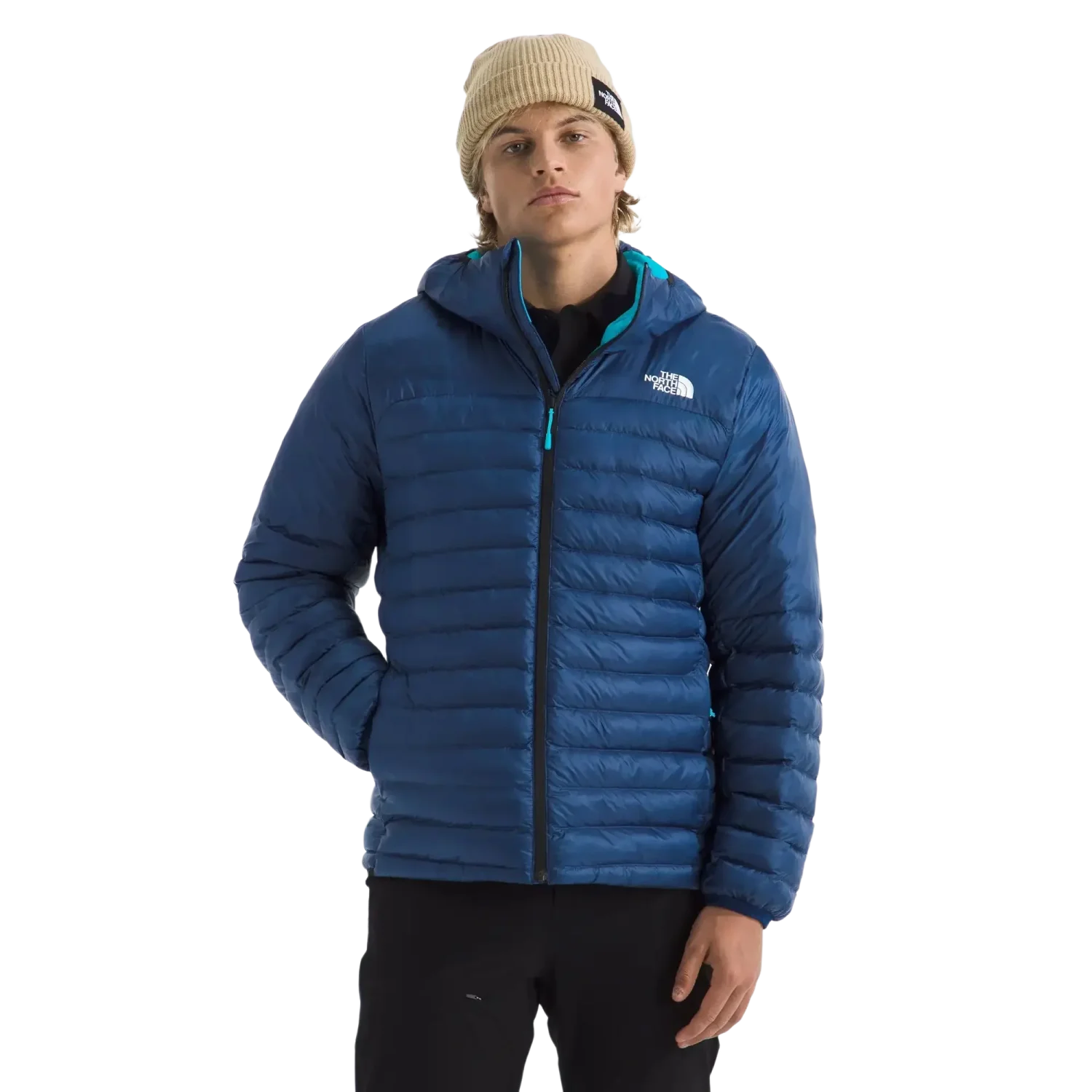 The North Face Men's Terra Peak Hoodie in Estate Blue, front view on model 