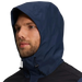 The North Face Men's Antora Rain Jacket in summit navy & tnf black, on model front hood up view
