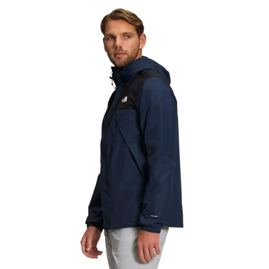 The North Face Men's Antora Rain Jacket in summit navy & tnf black, on model side view