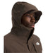 the north face mens carto triclimate jacket in smokey brown tnf black front hood model view