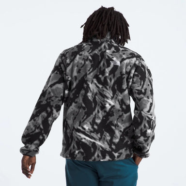 The North Face Men's Fleeski Quarter-Zip Pullover shown in the TNF Blak 3D Summit Mesh Print color option. Back view on model.