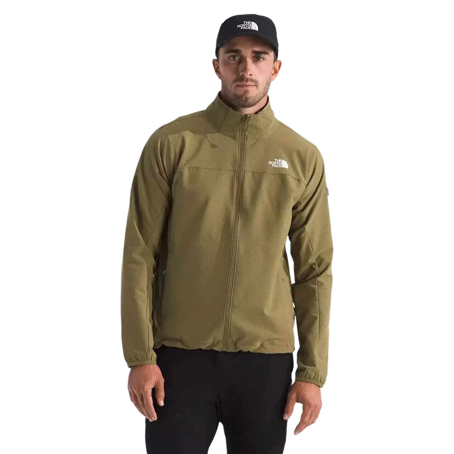The North Face Men's Tek Approach Jacket in cedar, on model front view