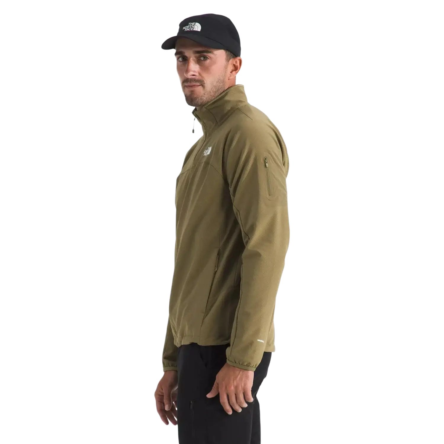 The North Face Men's Tek Approach Jacket in cedar, on model side view