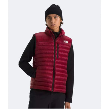 The North Face Men's Terra Peak Vest shown in the Beetroot color option. Front view on model.