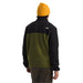 the north face mens yumiori full zip fleece in forest olive, tnf black, and amber green back model view