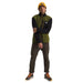 the north face mens yumiori full zip fleece in forest olive, tnf black, and amber green full front model view