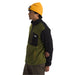 the north face mens yumiori full zip fleece in forest olive, tnf black, and amber green side model view