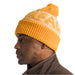 the north face retro cabin beanie in summit gold tnf white front model view