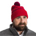 the north face retro cabin beanie in tnf red beetroot front model view