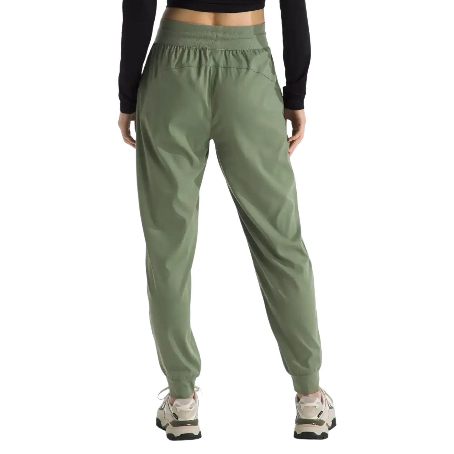 The North Face Women's Aphrodite Arise Joggers in Bark Mist, back view on model 