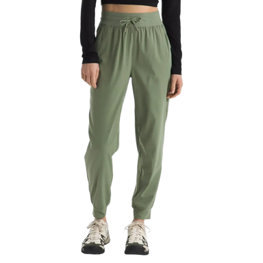 The North Face Women's Aphrodite Arise Joggers in Bark Mist, front view on model 