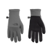 The North Face Women's Etip™ Recycled Gloves in TNF Med Grey Heather, front and back view flat