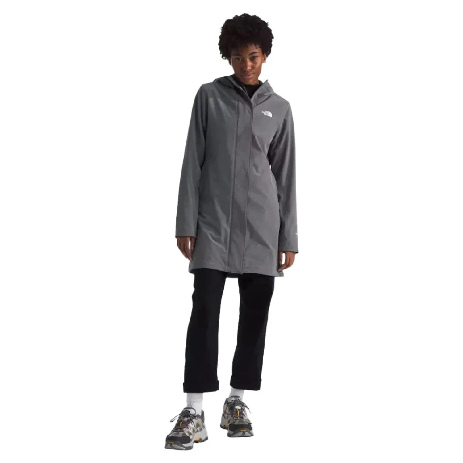 The North Face W's Shelbe Raschel Parka, Smoked Pearl Heather, front view model 