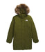 the north face women's arctic parka in forest olive front flat view