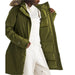 the north face women's arctic parka in forest olive front inner model view