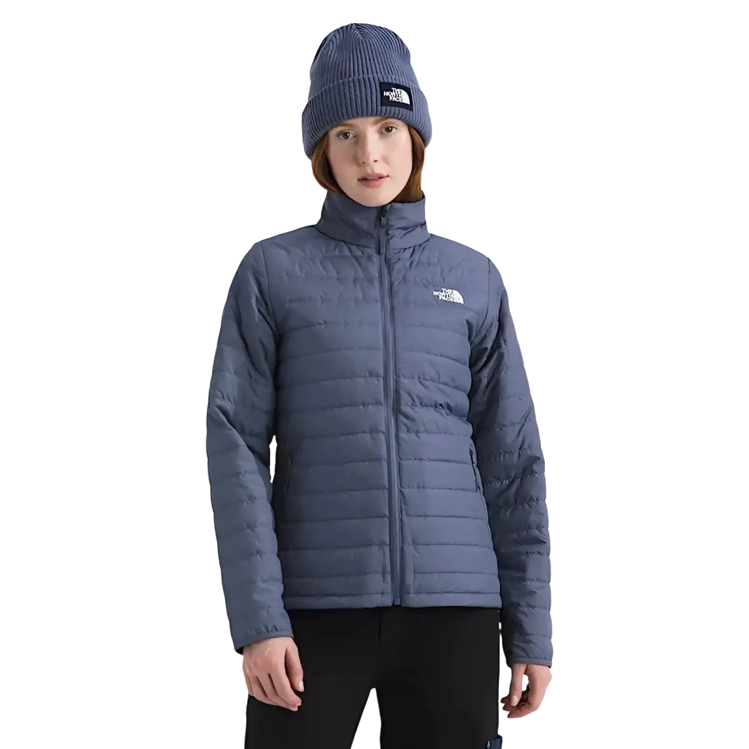 The North Face Women's Carto Mono Triclimate® Hooded Jacket in twilight galaxy, inner liner on model front view